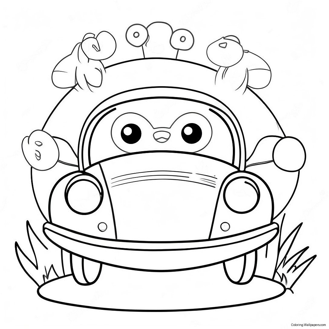 Cute Bumblebee Car With Flowers Coloring Page 30113