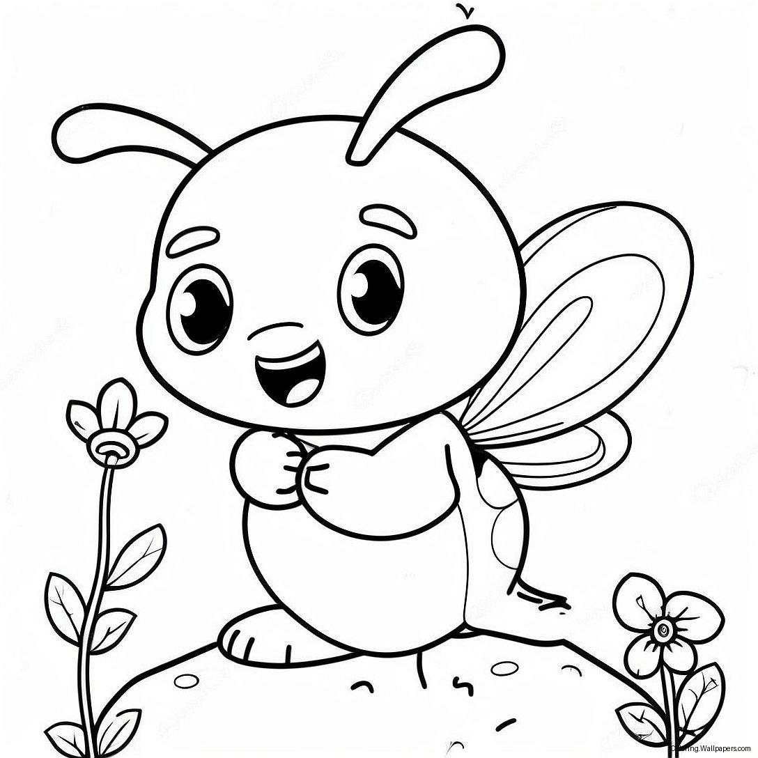 Cute Bumblebee Collecting Honey Coloring Page 47629