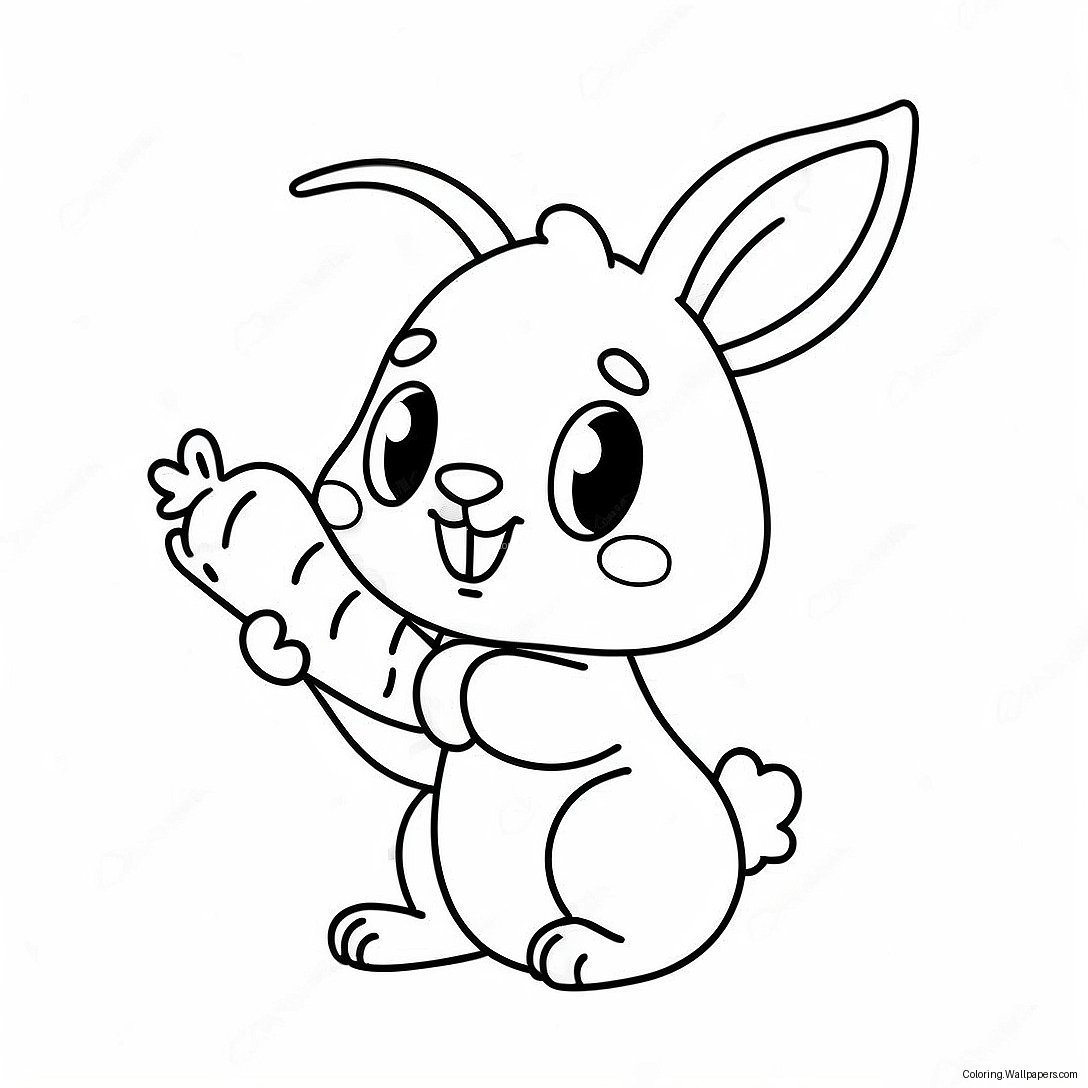 Cute Bunny Holding A Carrot Coloring Page 53201