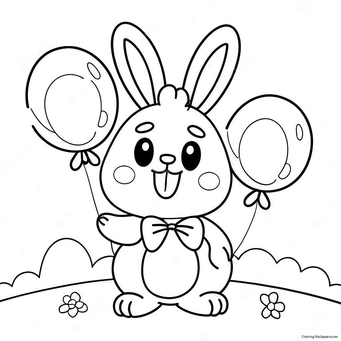 Pagina Da Colorare Di Bunzo Bunny Carino Con Palloncini 27213