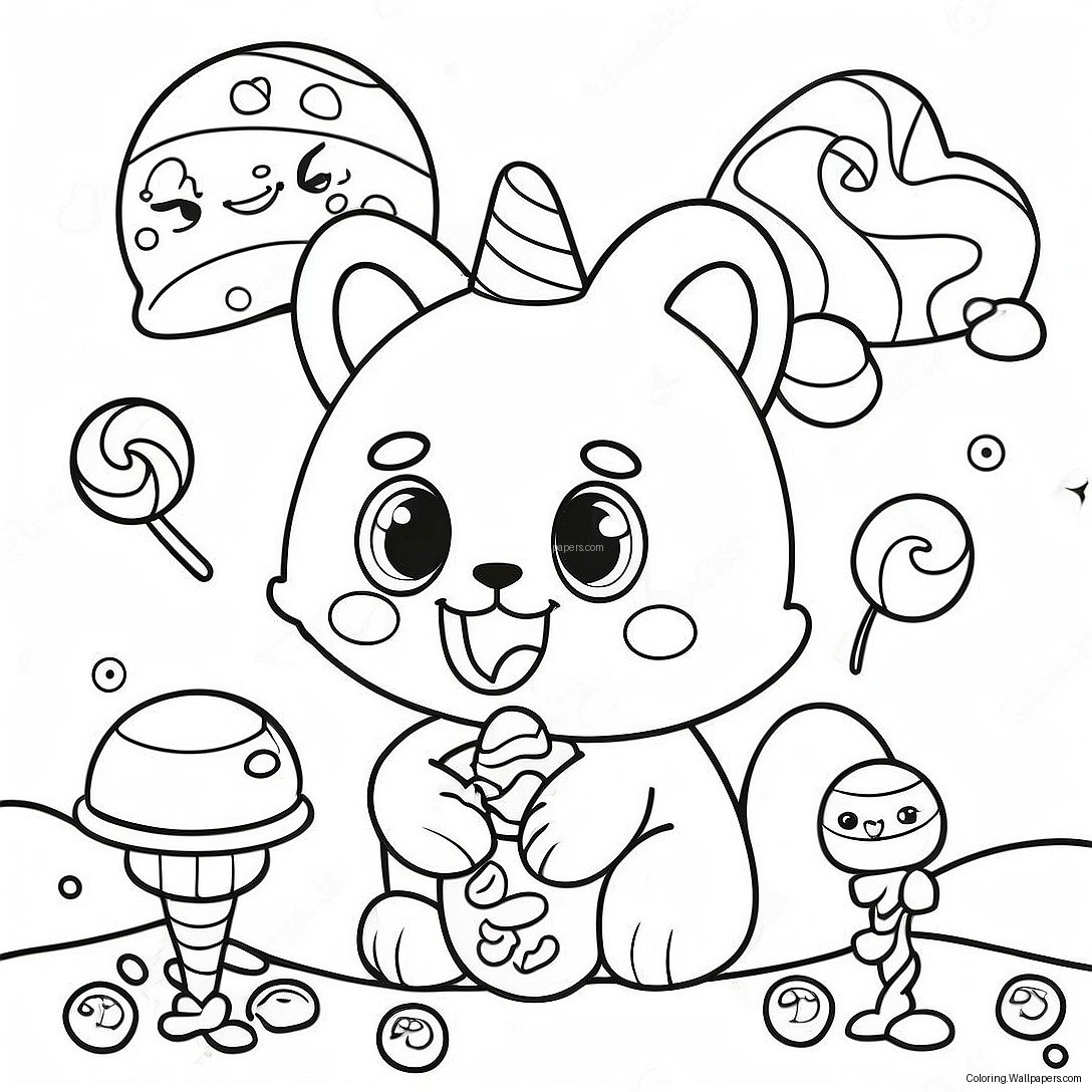 Cute Candy Animals Lisa Frank Coloring Page 42158