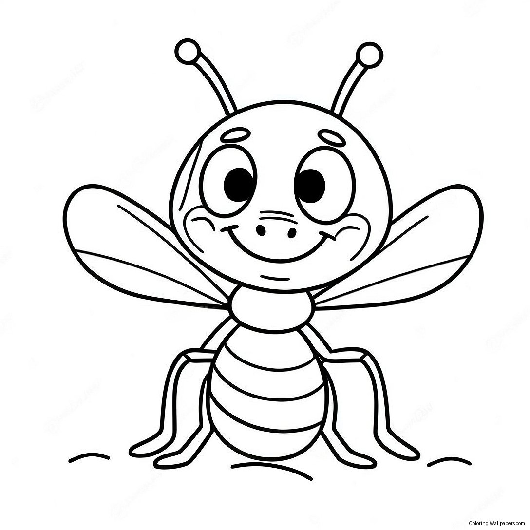 Cute Cartoon Ant Coloring Page 8081