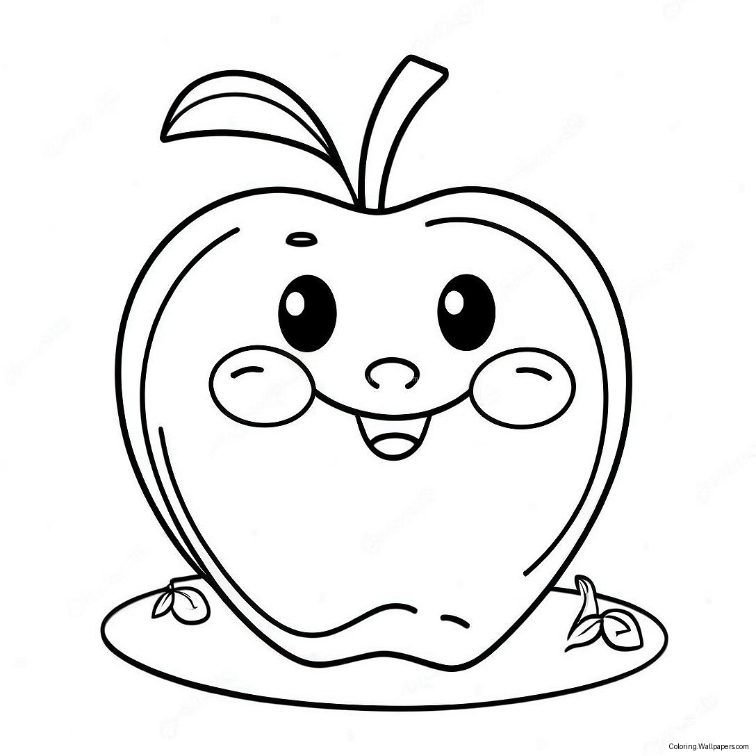 Cute Cartoon Apple Coloring Page 36512