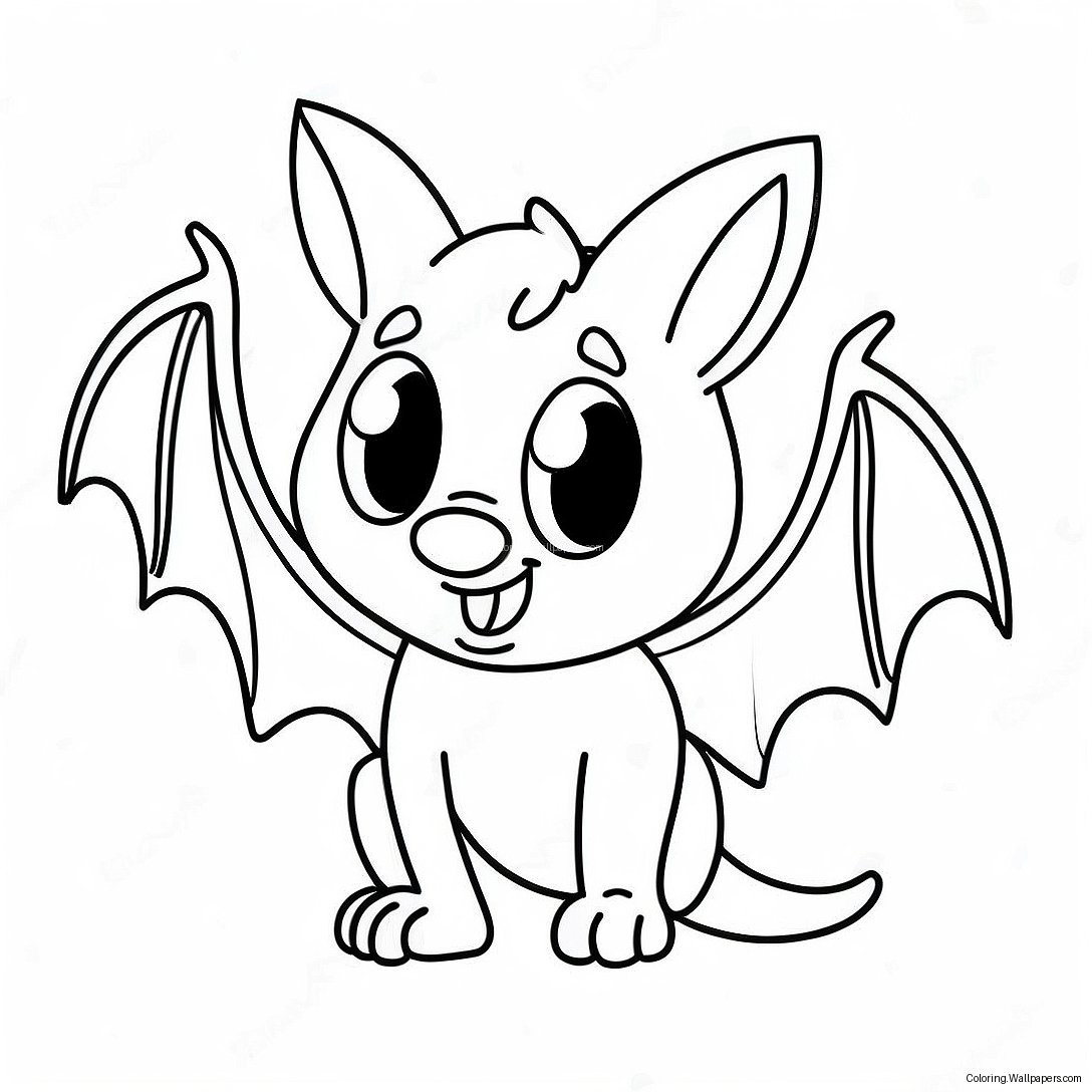 Cute Cartoon Bat Coloring Page 39909