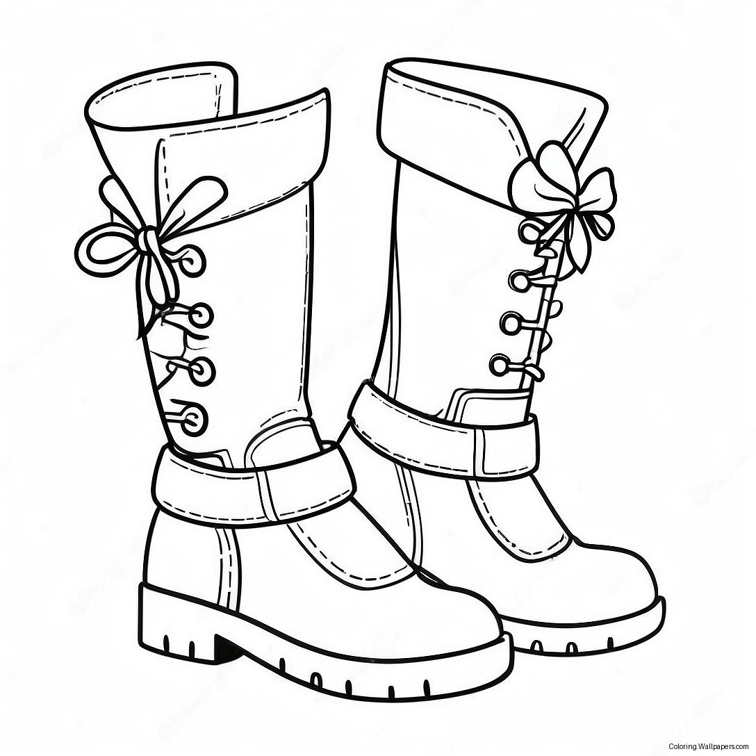 Cute Cartoon Boots Coloring Page 14530