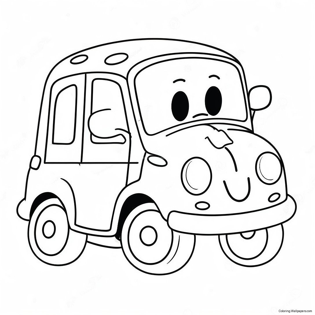 Página Para Colorear De Coche De Dibujos Animados Lindo 13382