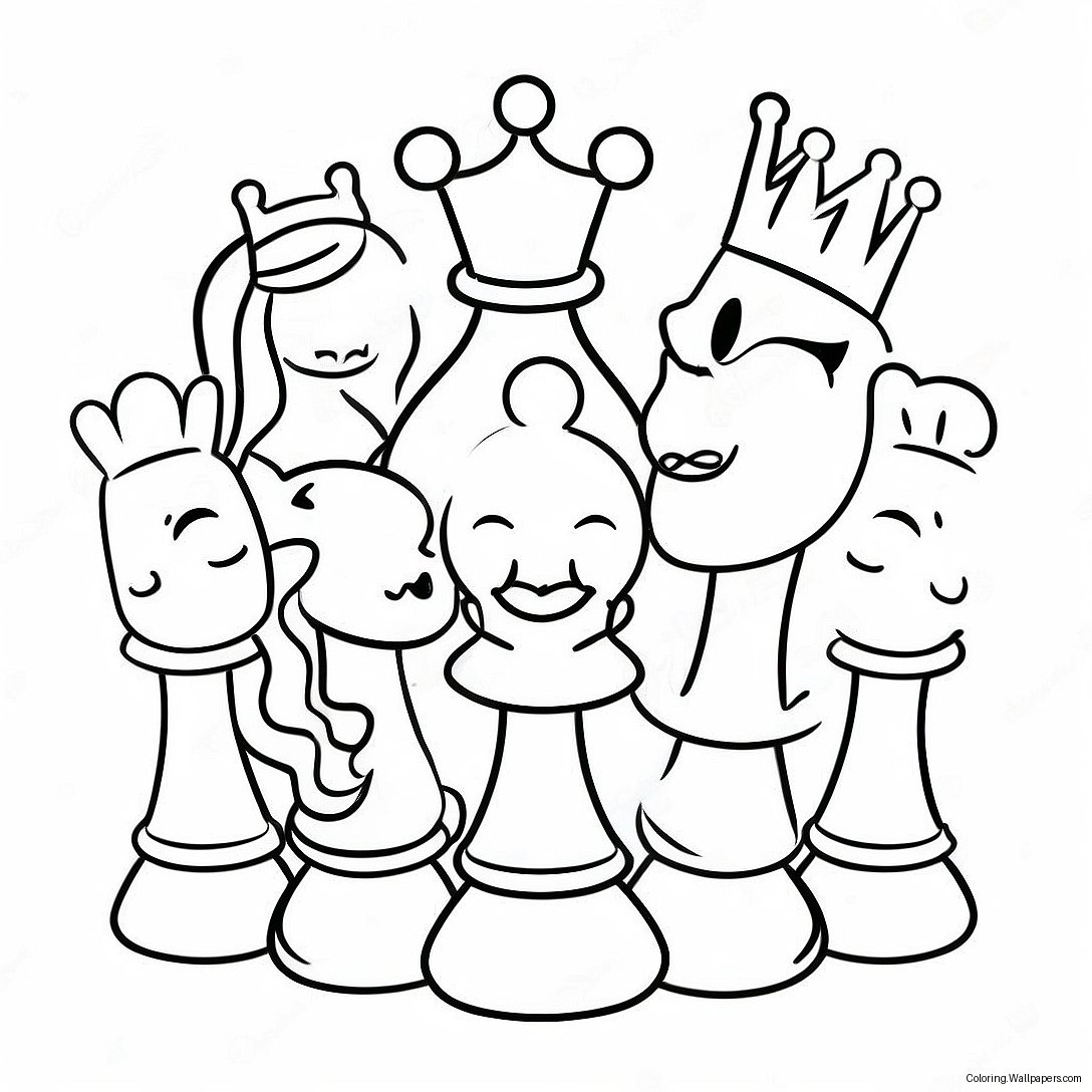 Cute Cartoon Chess Characters Coloring Page 12461