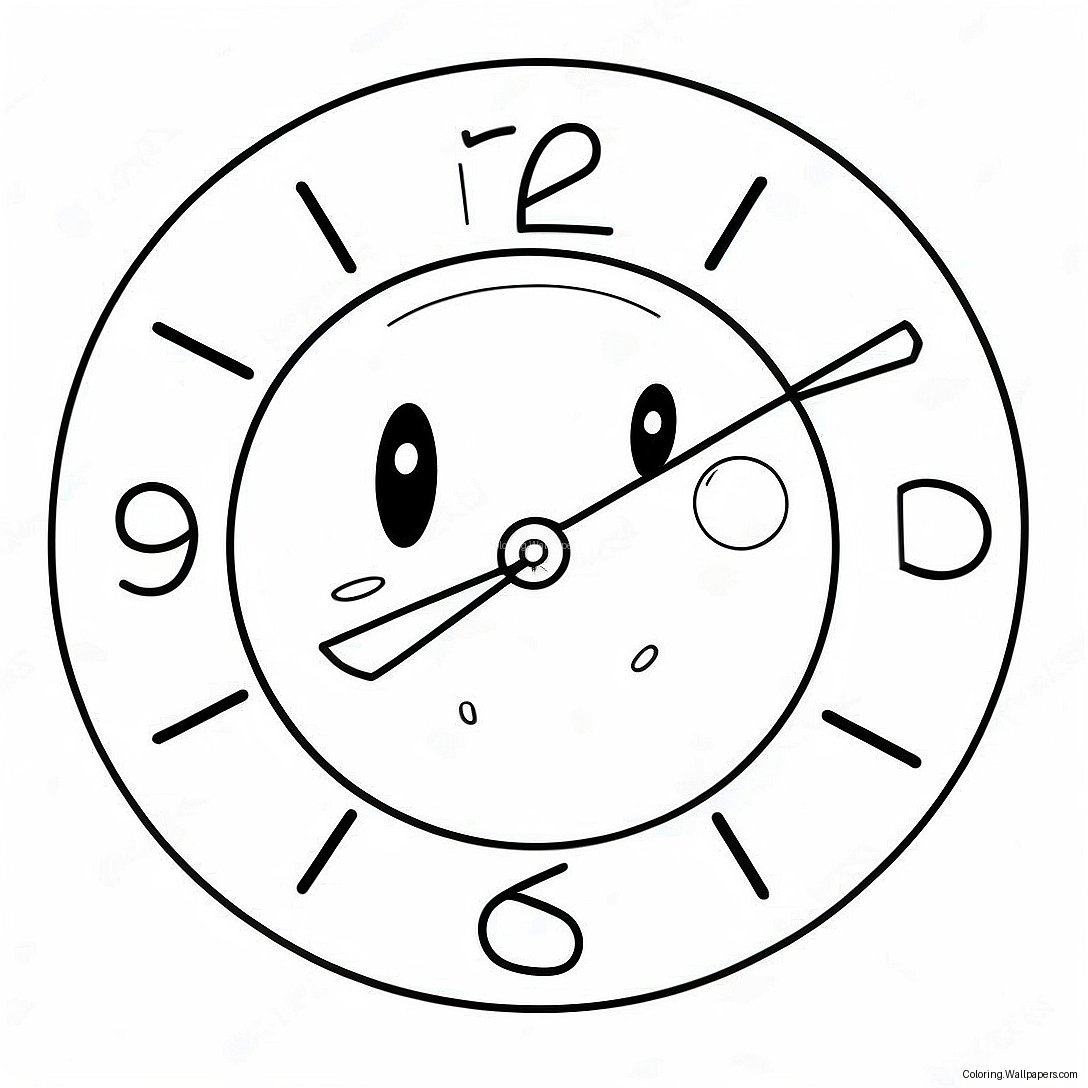 Cute Cartoon Clock Coloring Page 22197