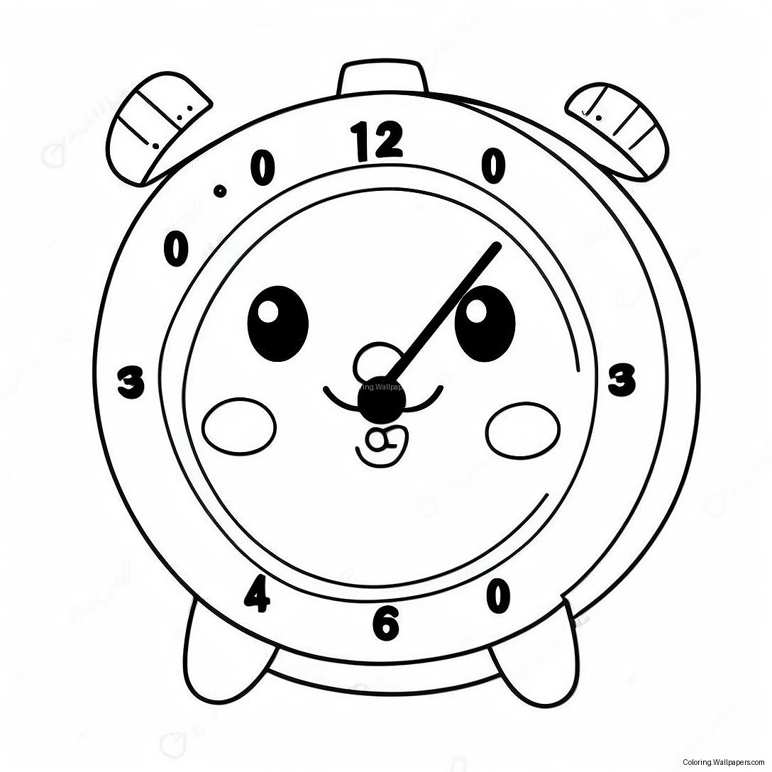 Cute Cartoon Clock Coloring Page 22198