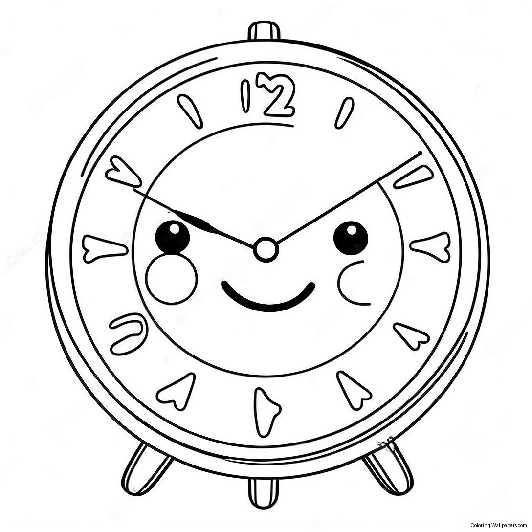 Cute Cartoon Clock Coloring Page 22200