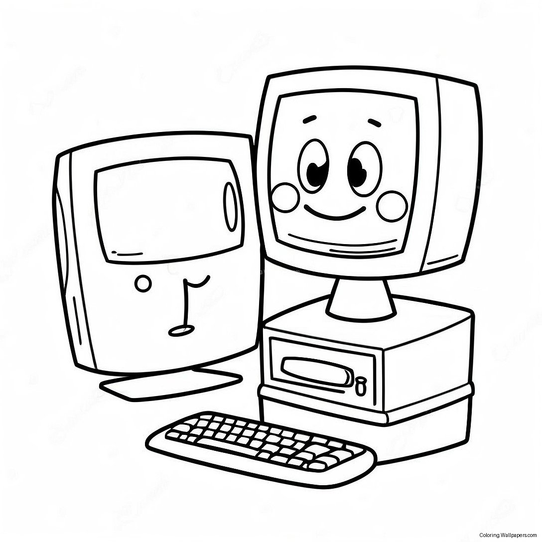 Cute Cartoon Computer Coloring Page 1541