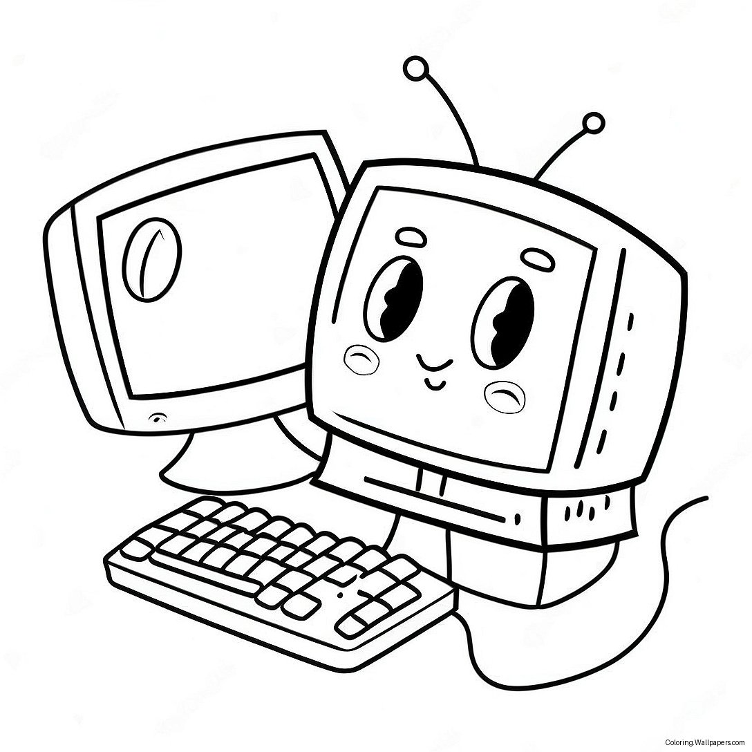 Cute Cartoon Computer Coloring Page 1542