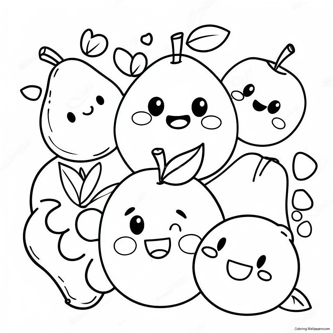 Cute Cartoon Fruits Coloring Page 49106