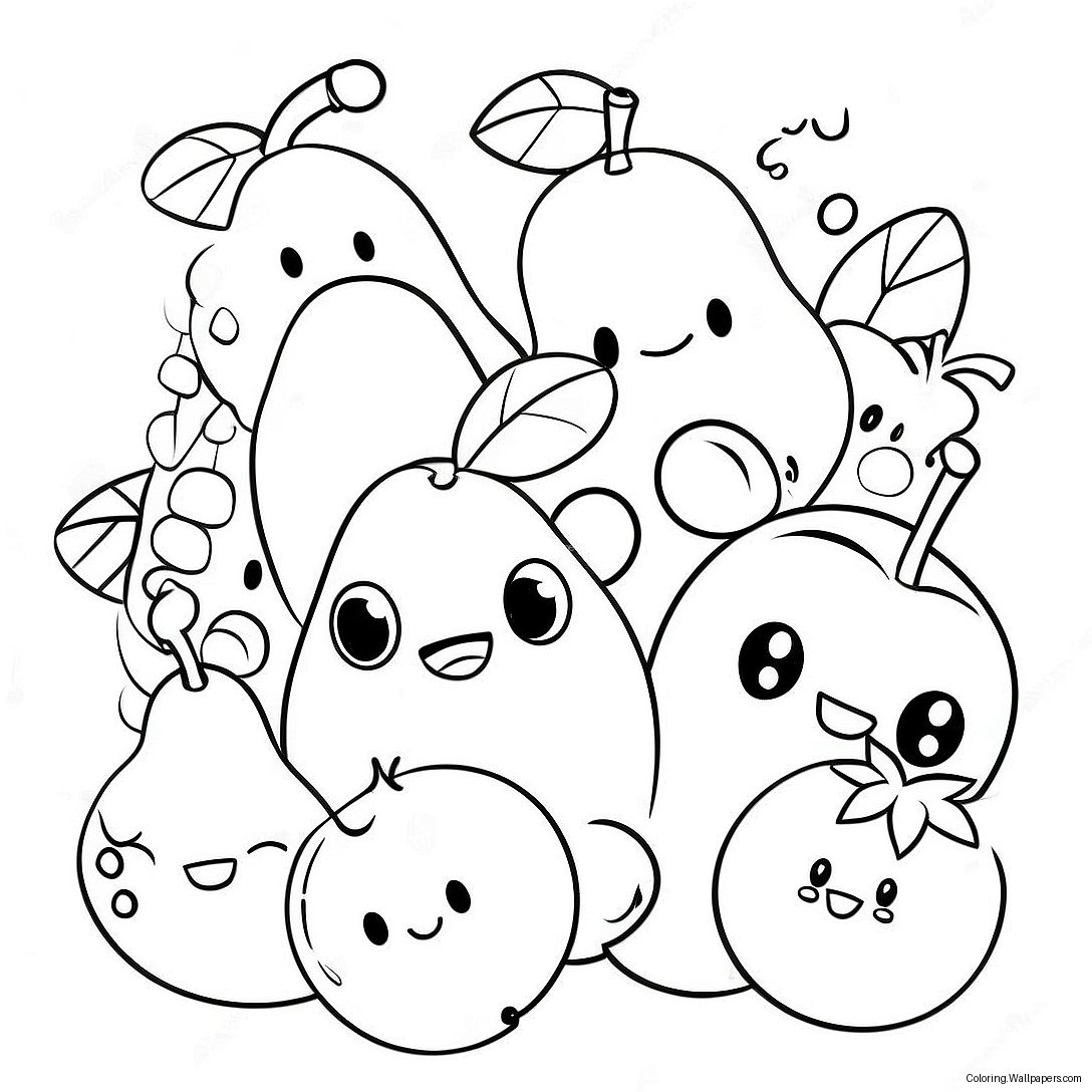 Cute Cartoon Fruits Coloring Page 49107