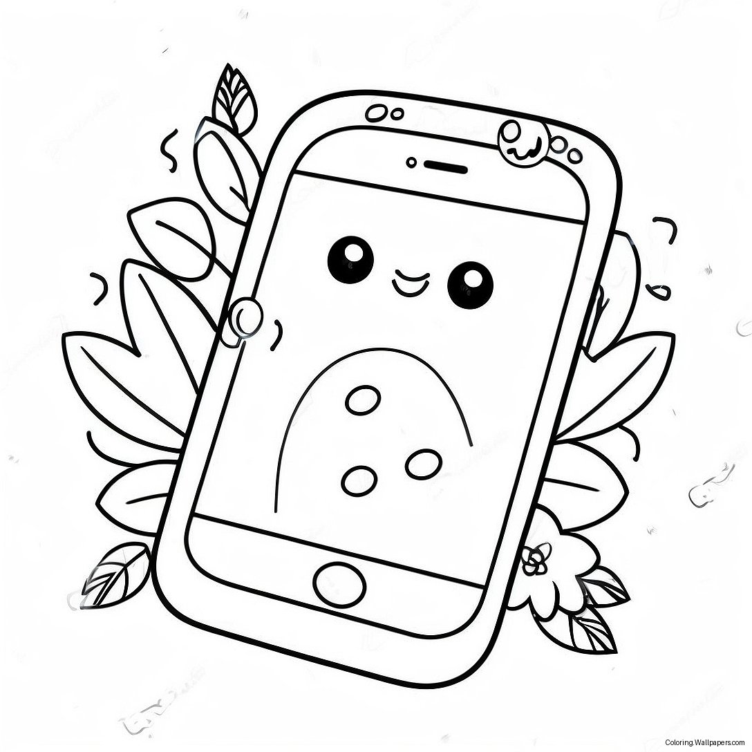 Cute Cartoon Iphone Coloring Page 19796