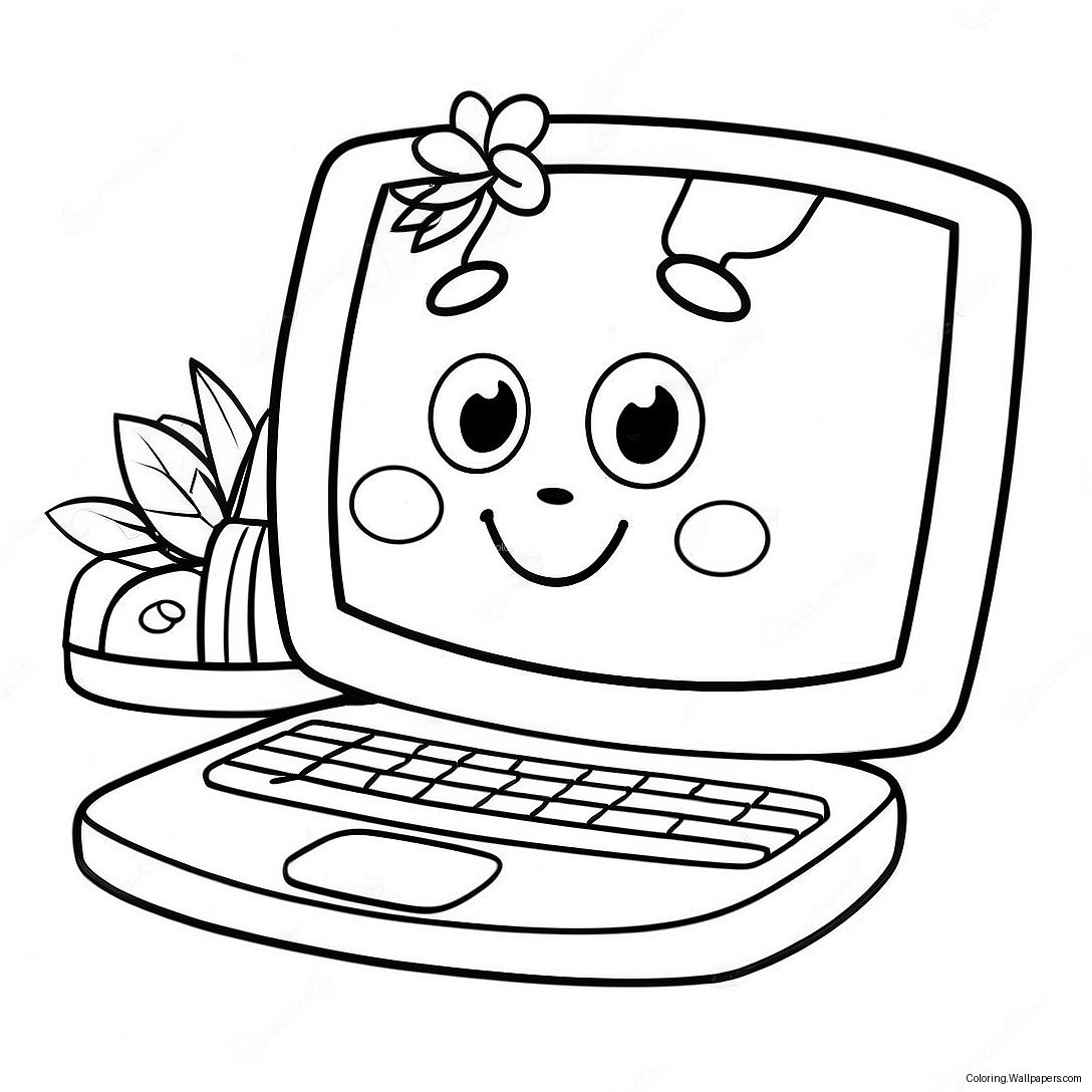 Cute Cartoon Laptop Coloring Page 42696