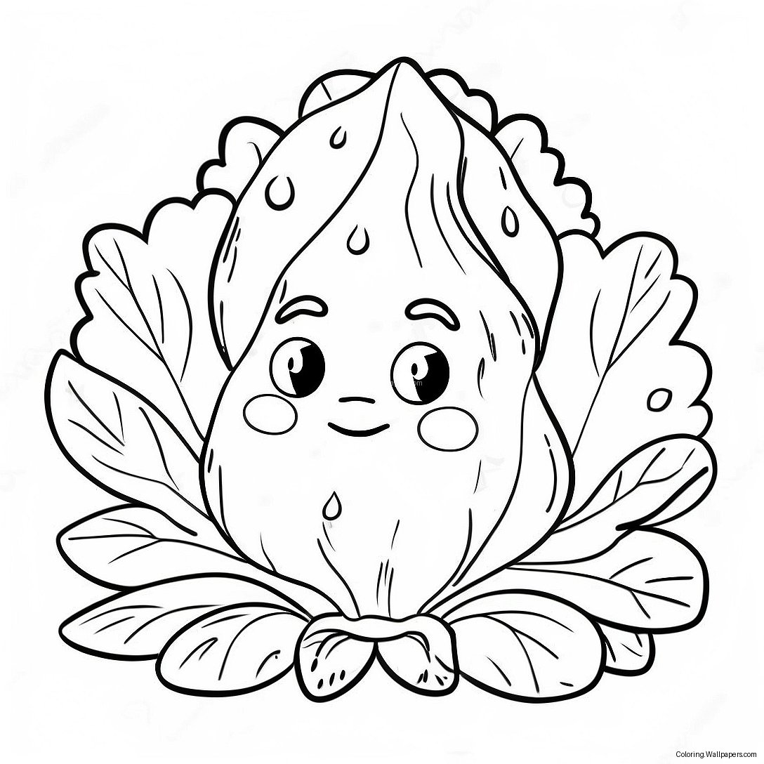 Cute Cartoon Lettuce Coloring Page 28758