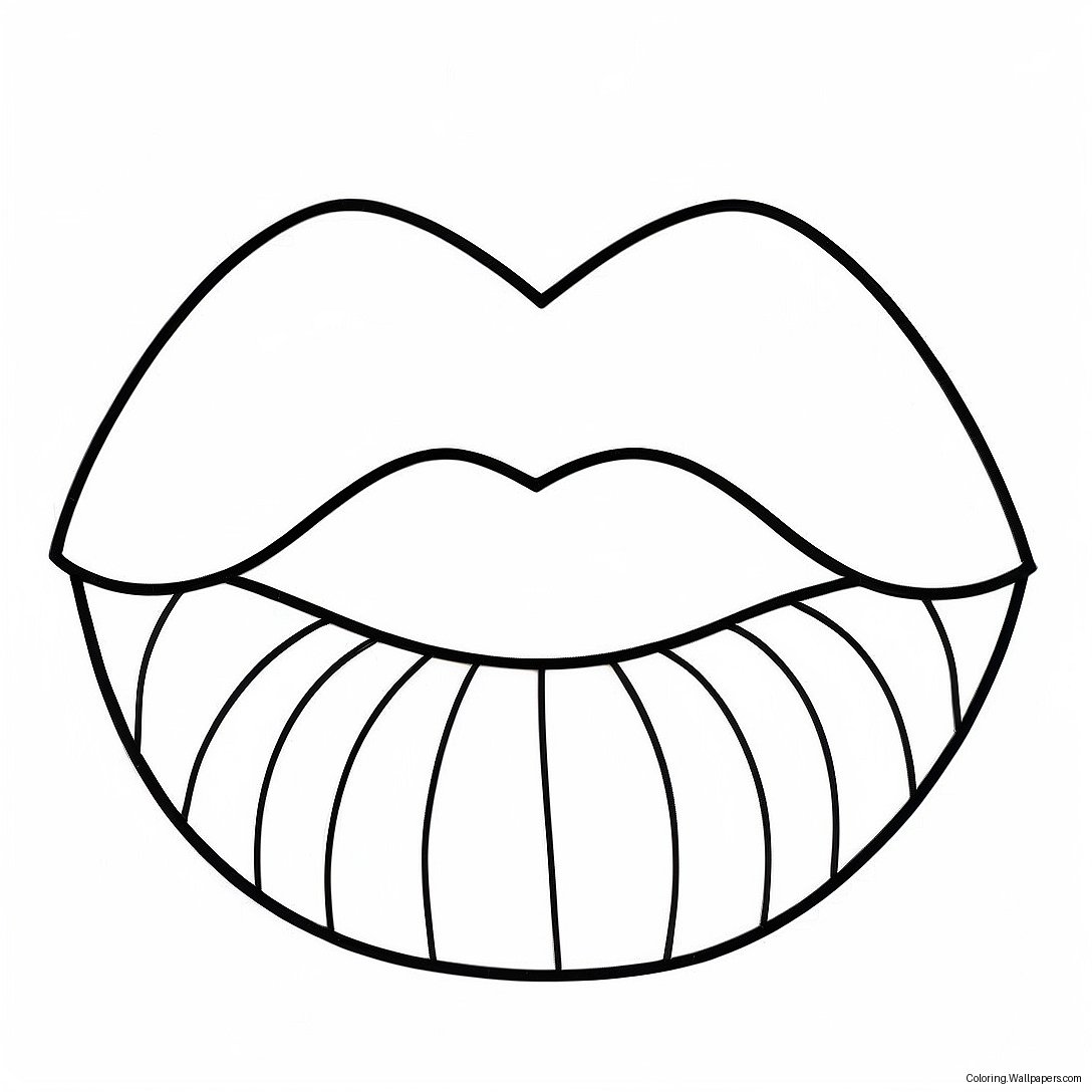 Cute Cartoon Lips Coloring Page 6153