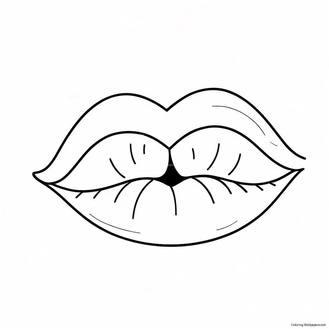 Cute Cartoon Lips Coloring Page 6154