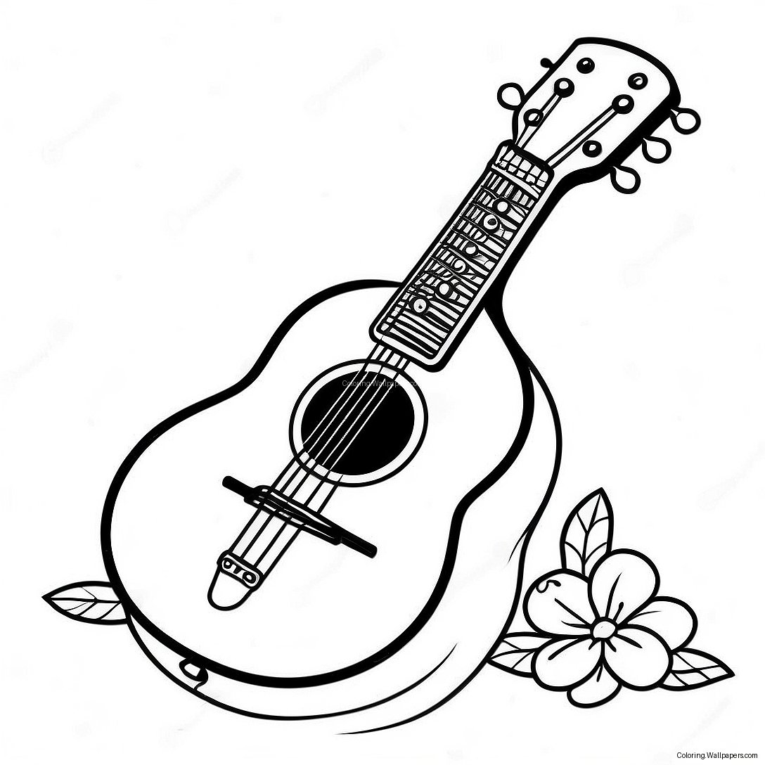 Cute Cartoon Mandolin Coloring Page 26154