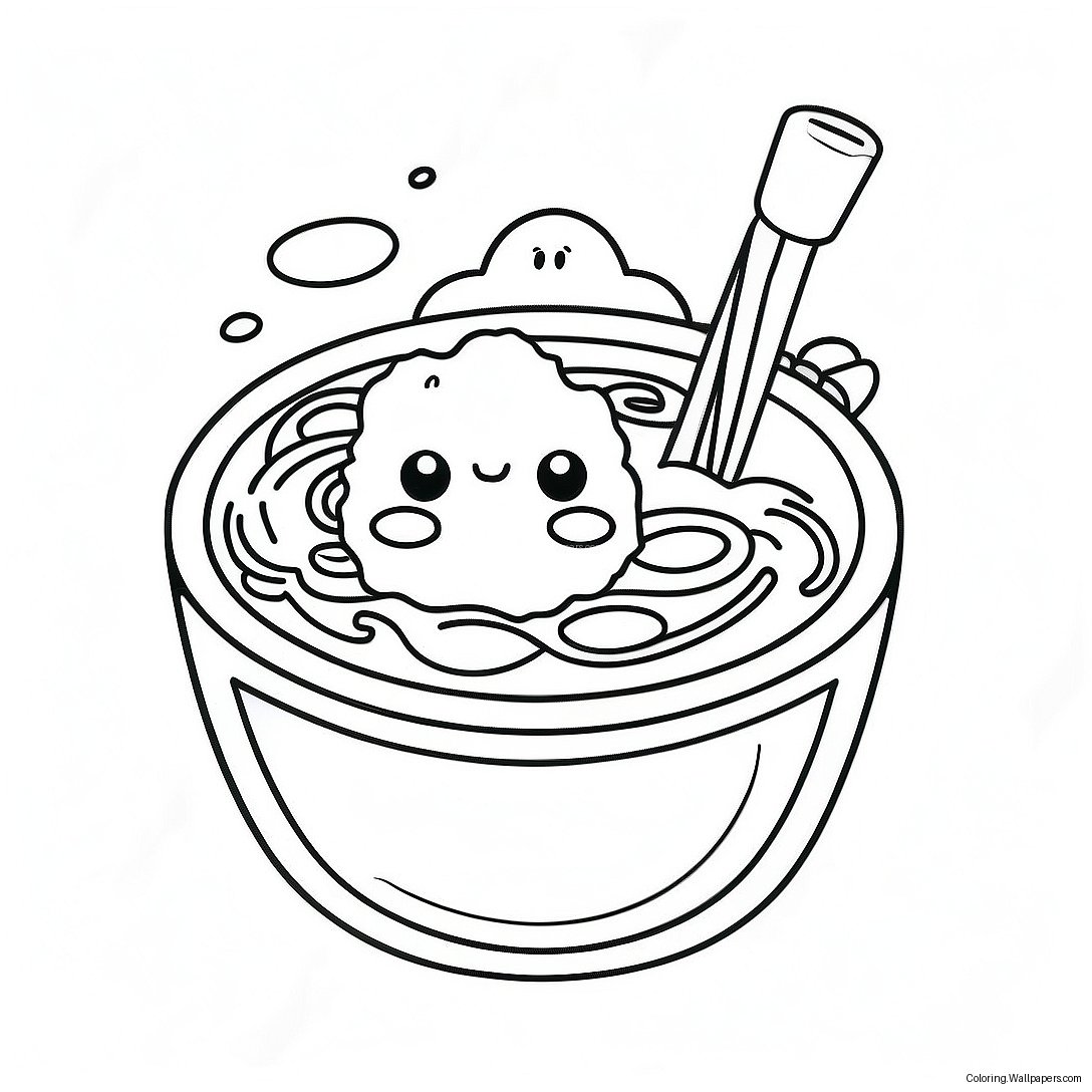 Cute Cartoon Ramen Coloring Page 13534