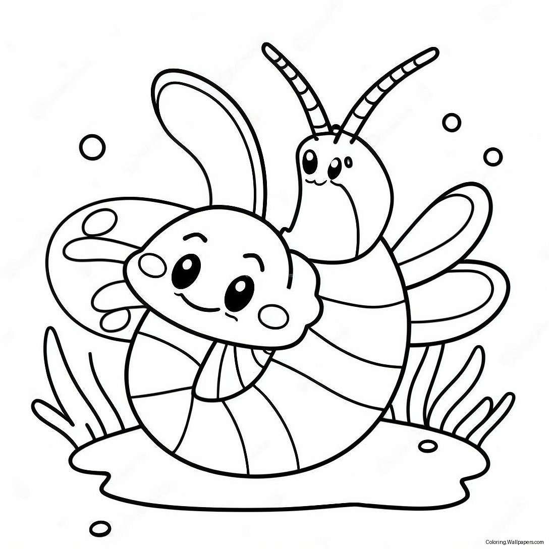 Cute Cartoon Shrimp Coloring Page 34599