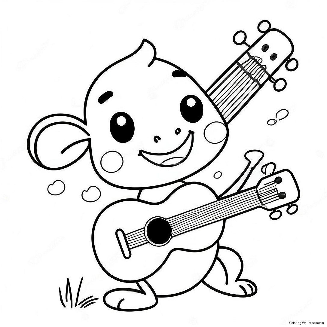 Carino Ukulele Da Cartone Animato Da Colorare 42121