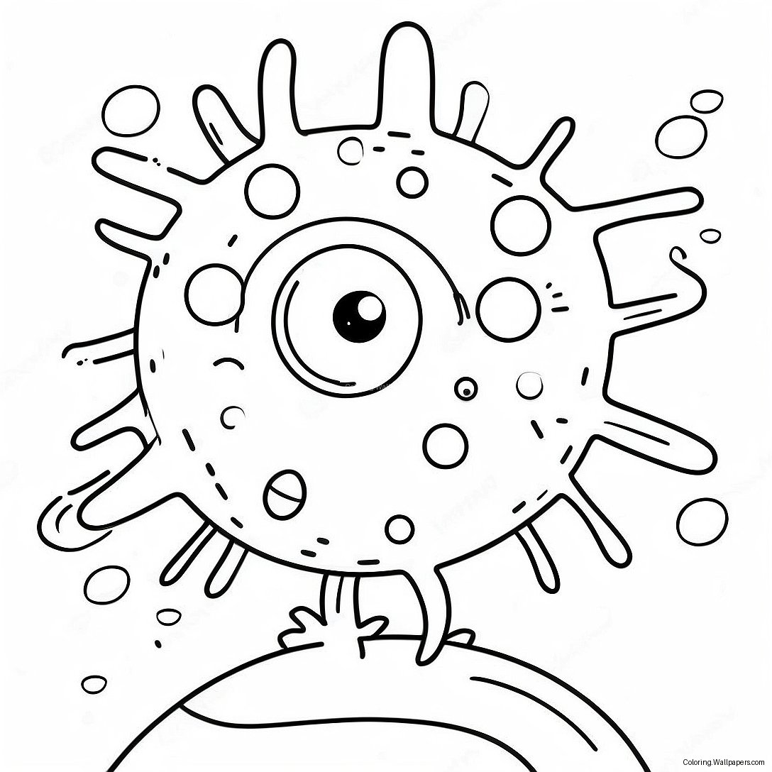 Cute Cartoon Virus Coloring Page 56319