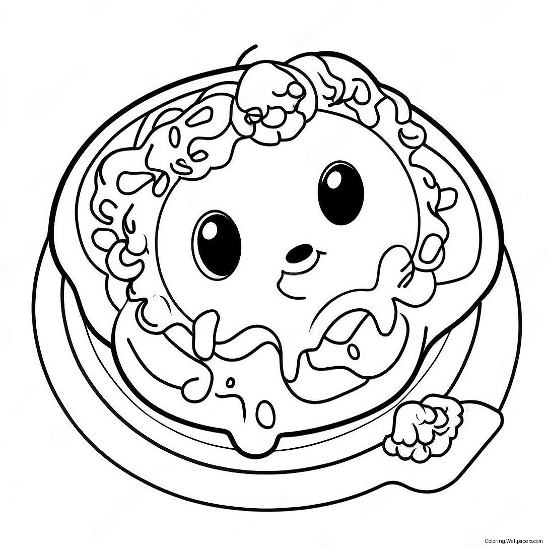 Cute Cartoon Waffle Coloring Page 26862