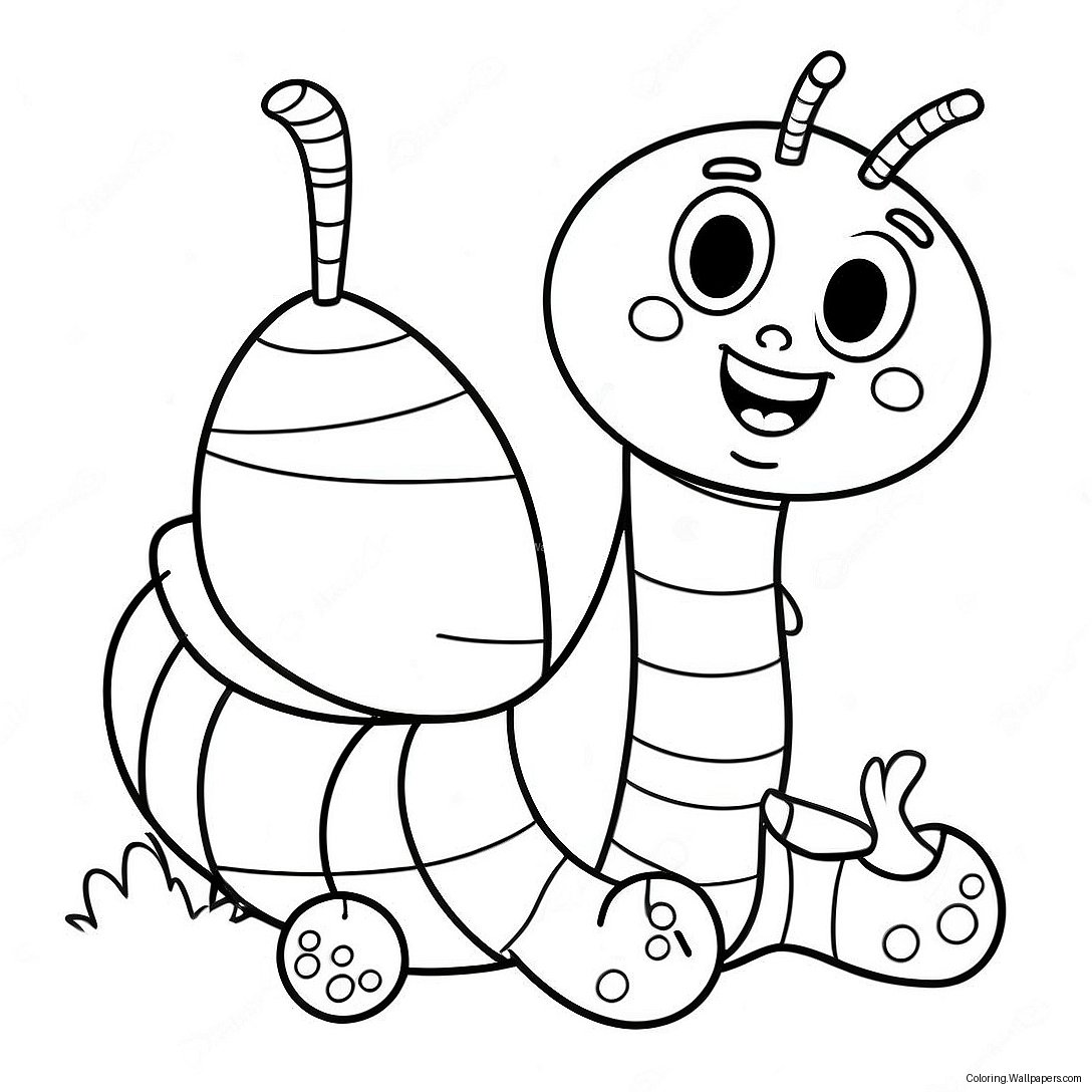 Cute Cartoon Worm Coloring Page 37174