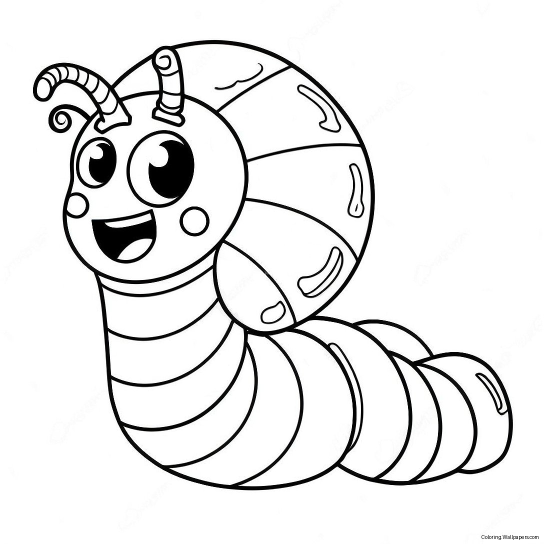 Schattige Cartoon Worm Kleurplaat 37176