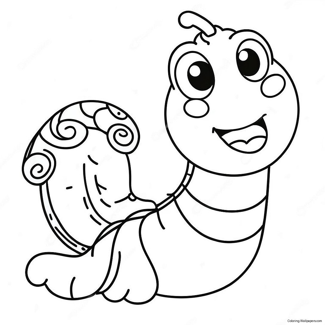 Cute Cartoon Worm Coloring Page 6725