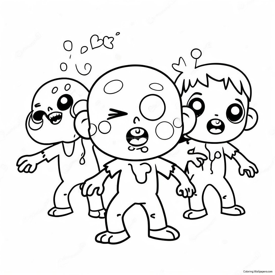 Schattige Cartoon Zombies Kleurplaat 48029