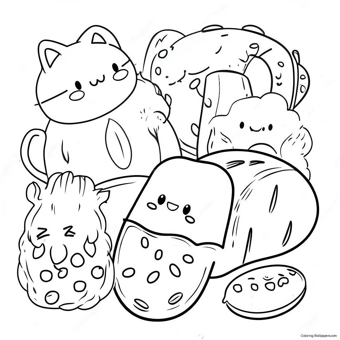 Cute Cat And Pickle Friends Coloring Page 25017