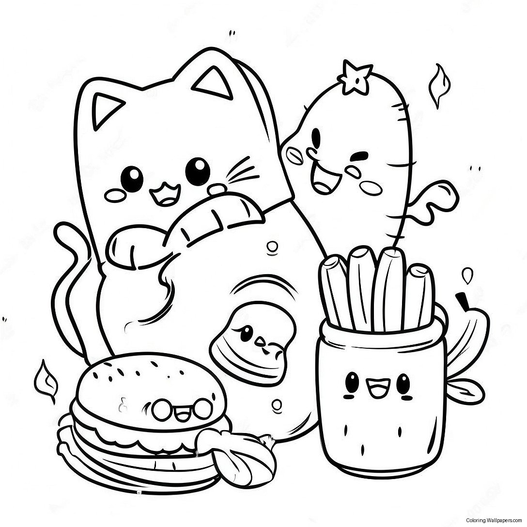 Cute Cat And Pickle Friends Coloring Page 25019