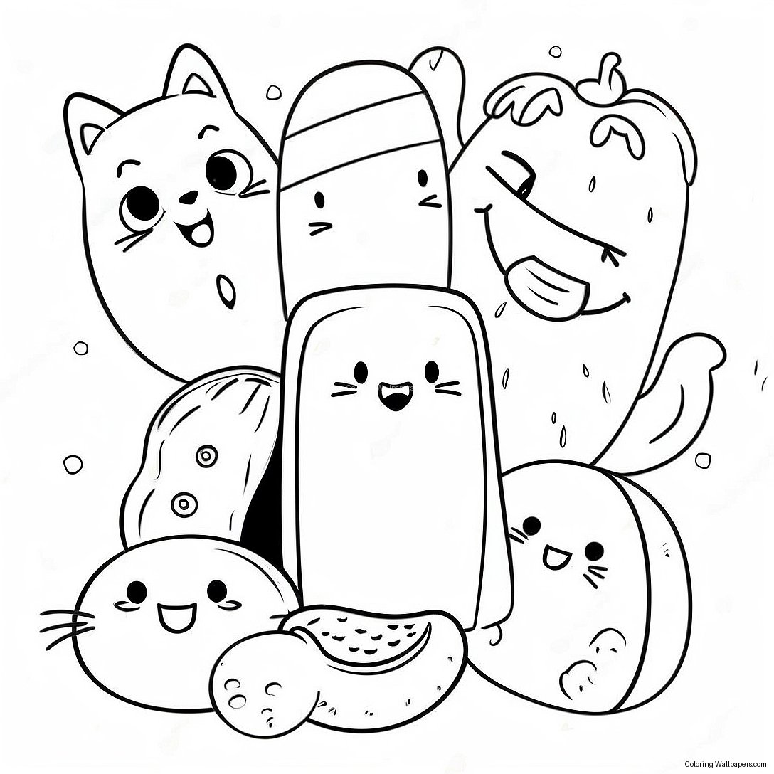 Cute Cat And Pickle Friends Coloring Page 25020