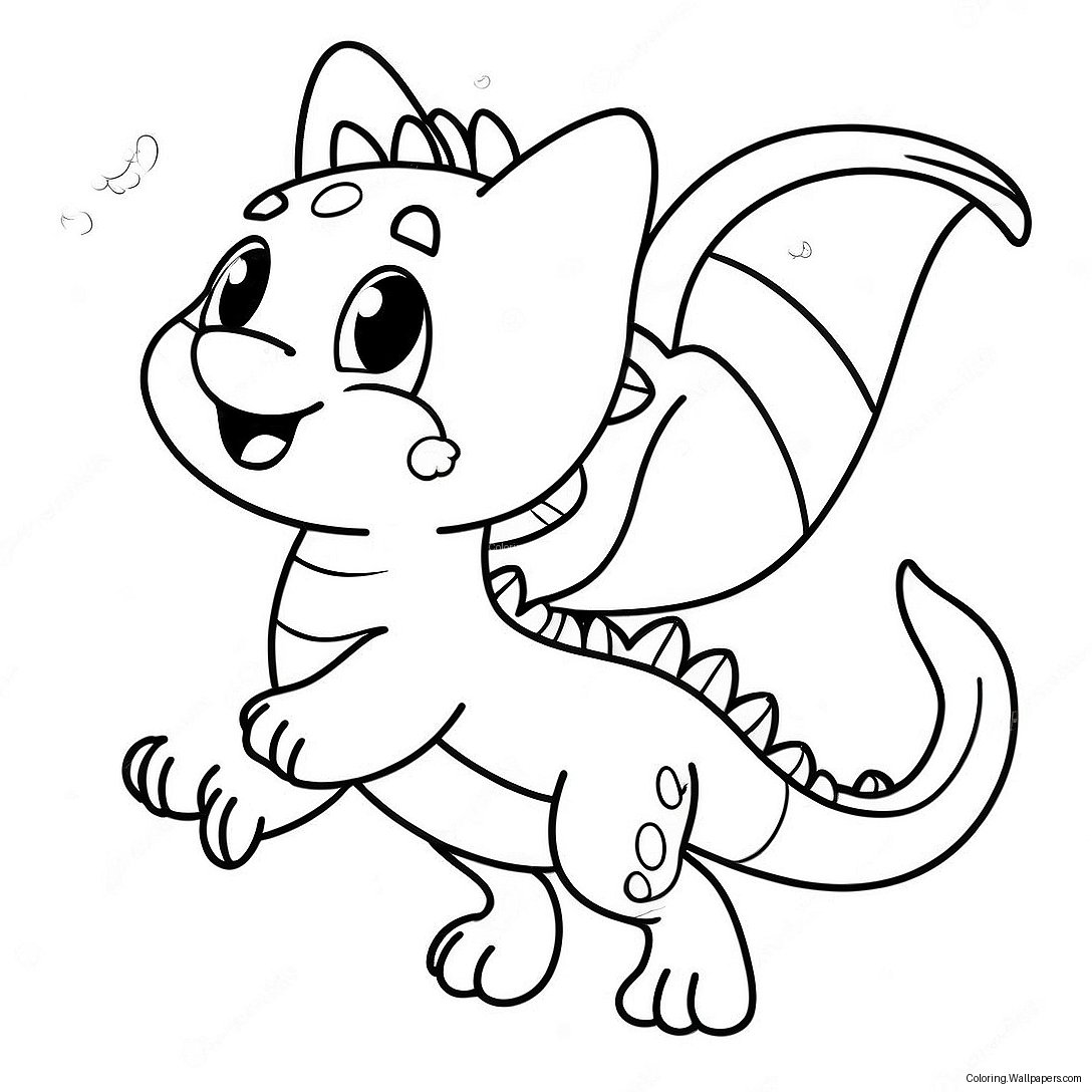 Cute Cat Dragon Flying Coloring Page 21149