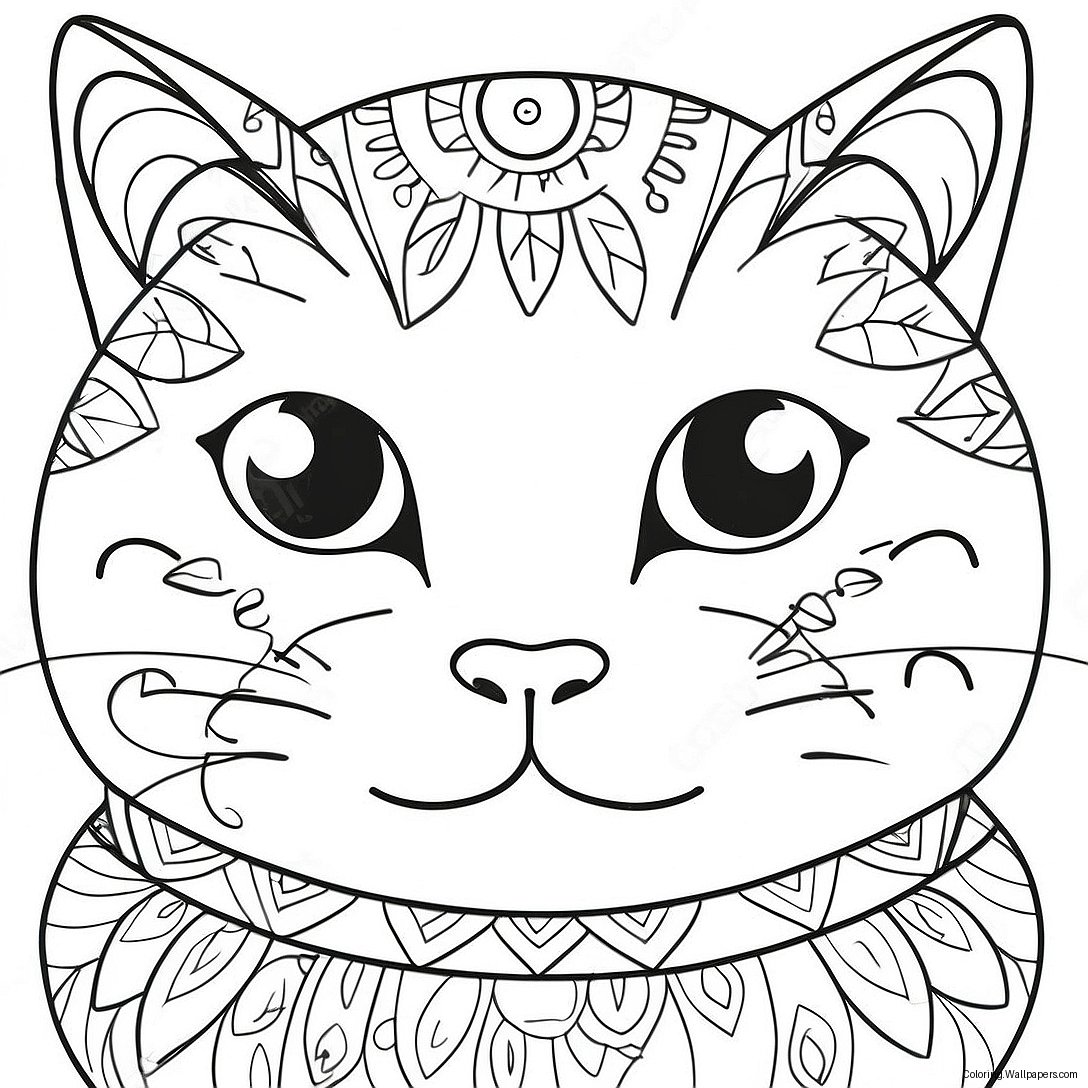 Cute Cat Face Coloring Page 27681