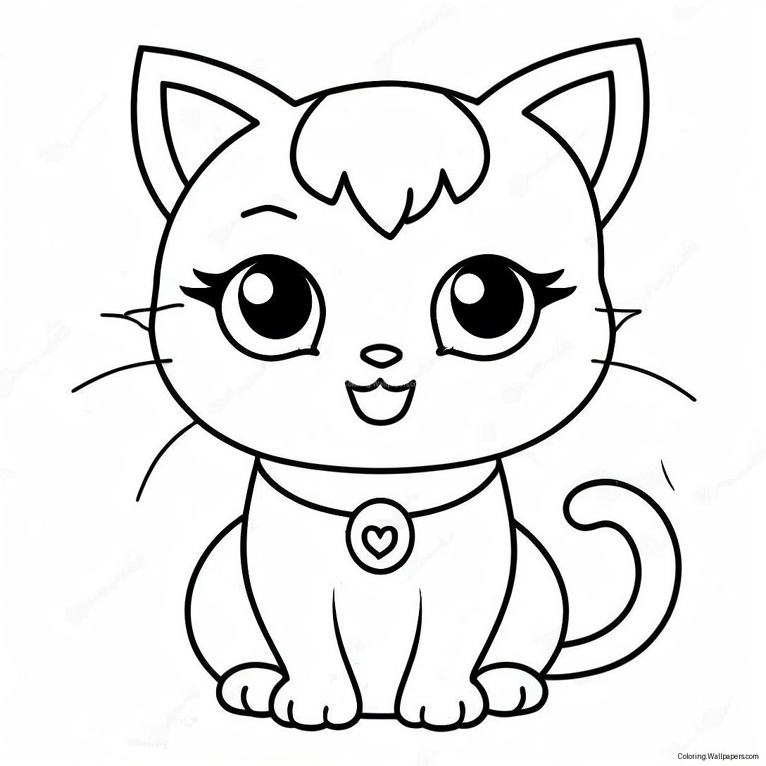 Página Para Colorear De Chica Gato Linda Con Ojos Grandes 3499