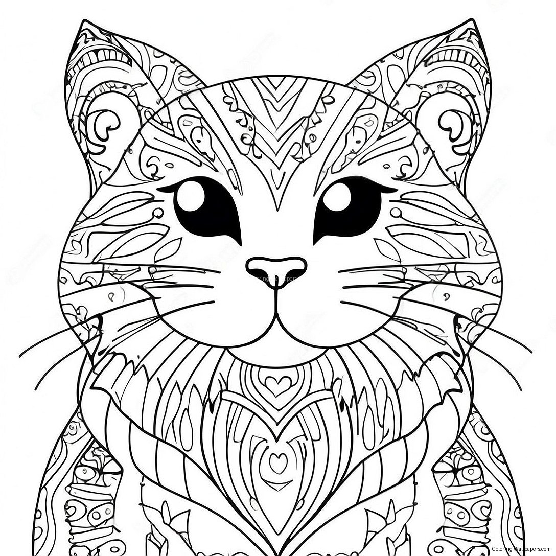 Cute Cat Head Coloring Page 56979