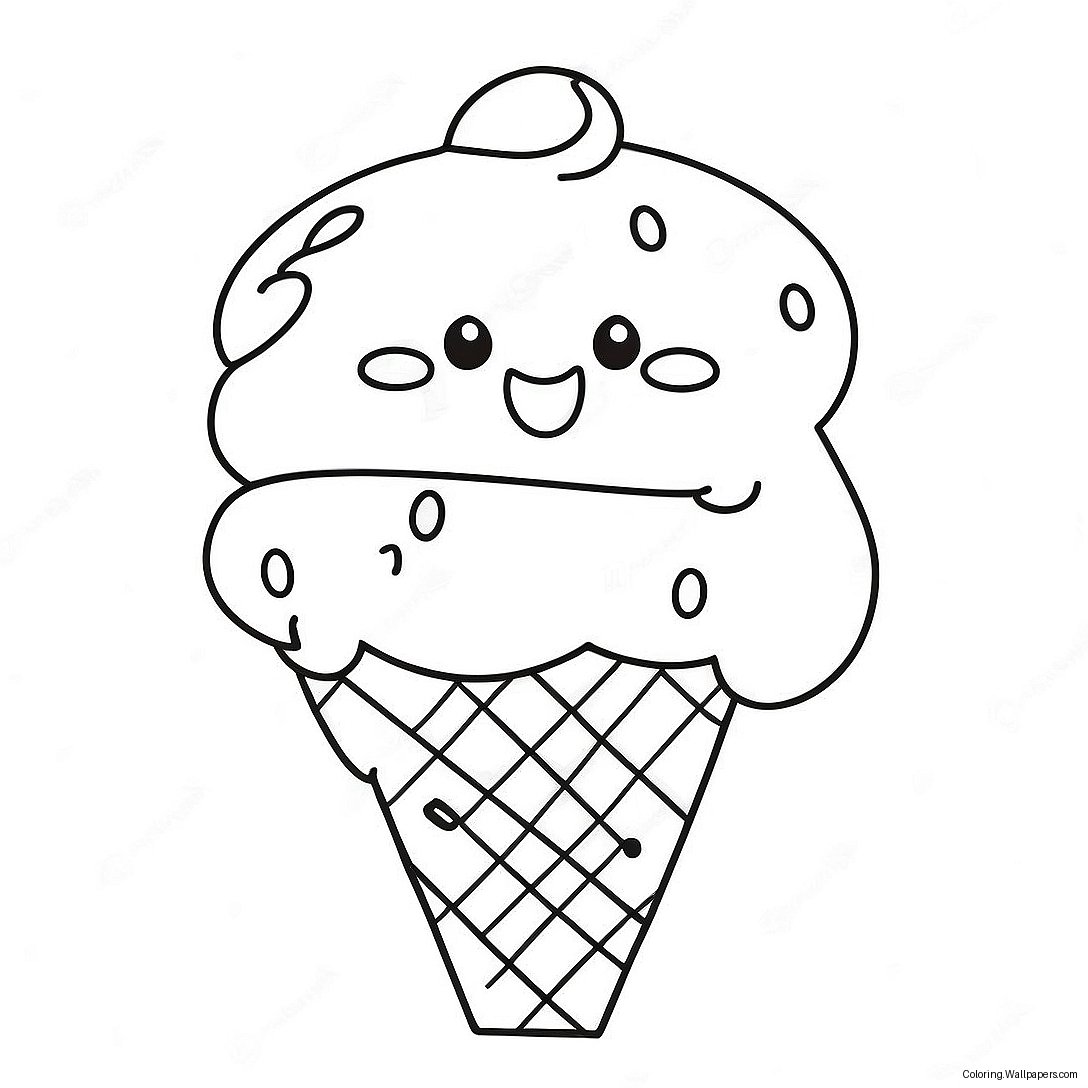 Cute Cat In Ice Cream Cone Coloring Page 53103