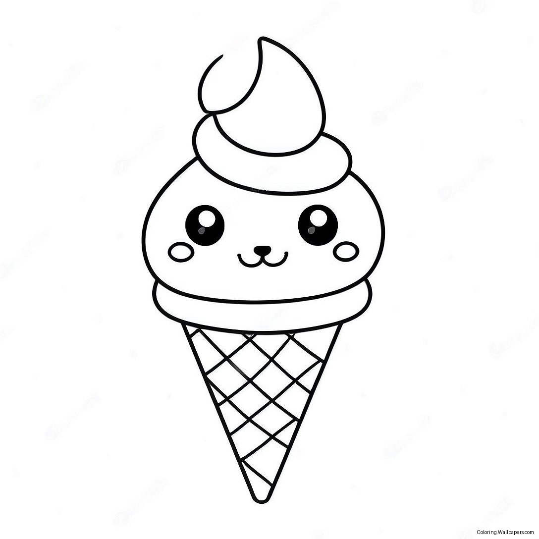 Cute Cat In Ice Cream Cone Coloring Page 53104