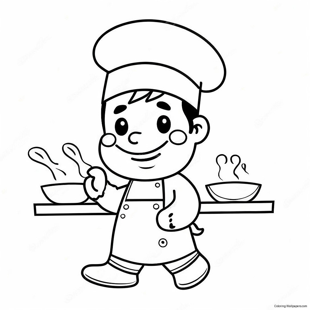 Cute Chef Cooking Coloring Page 44136