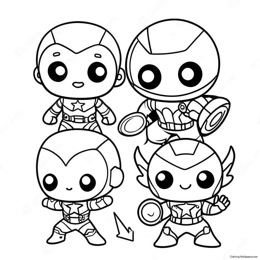 Cute Chibi Avengers Team Coloring Page 33561