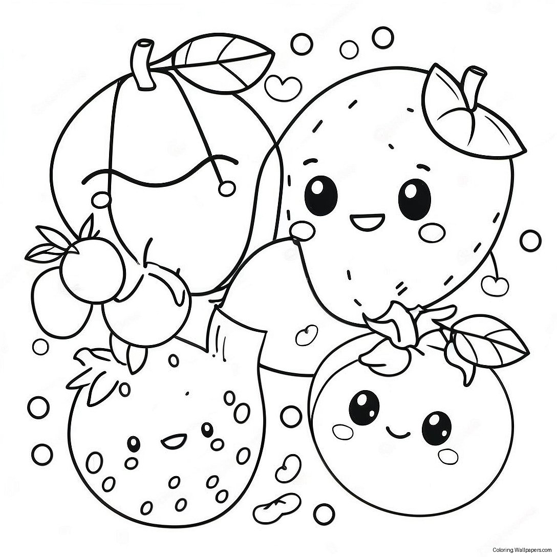 Cute Chibi Fruits Coloring Page 55798