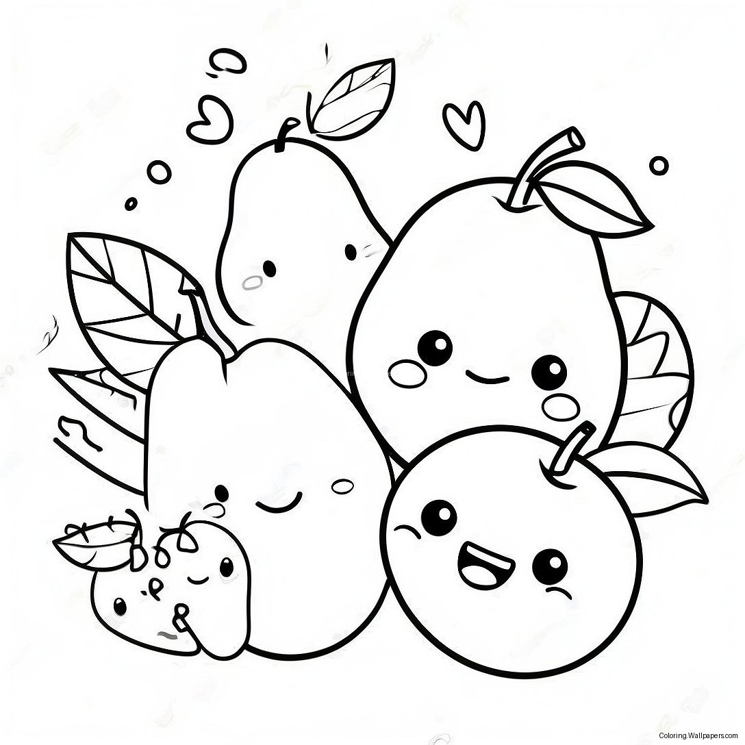 Cute Chibi Fruits Coloring Page 55799