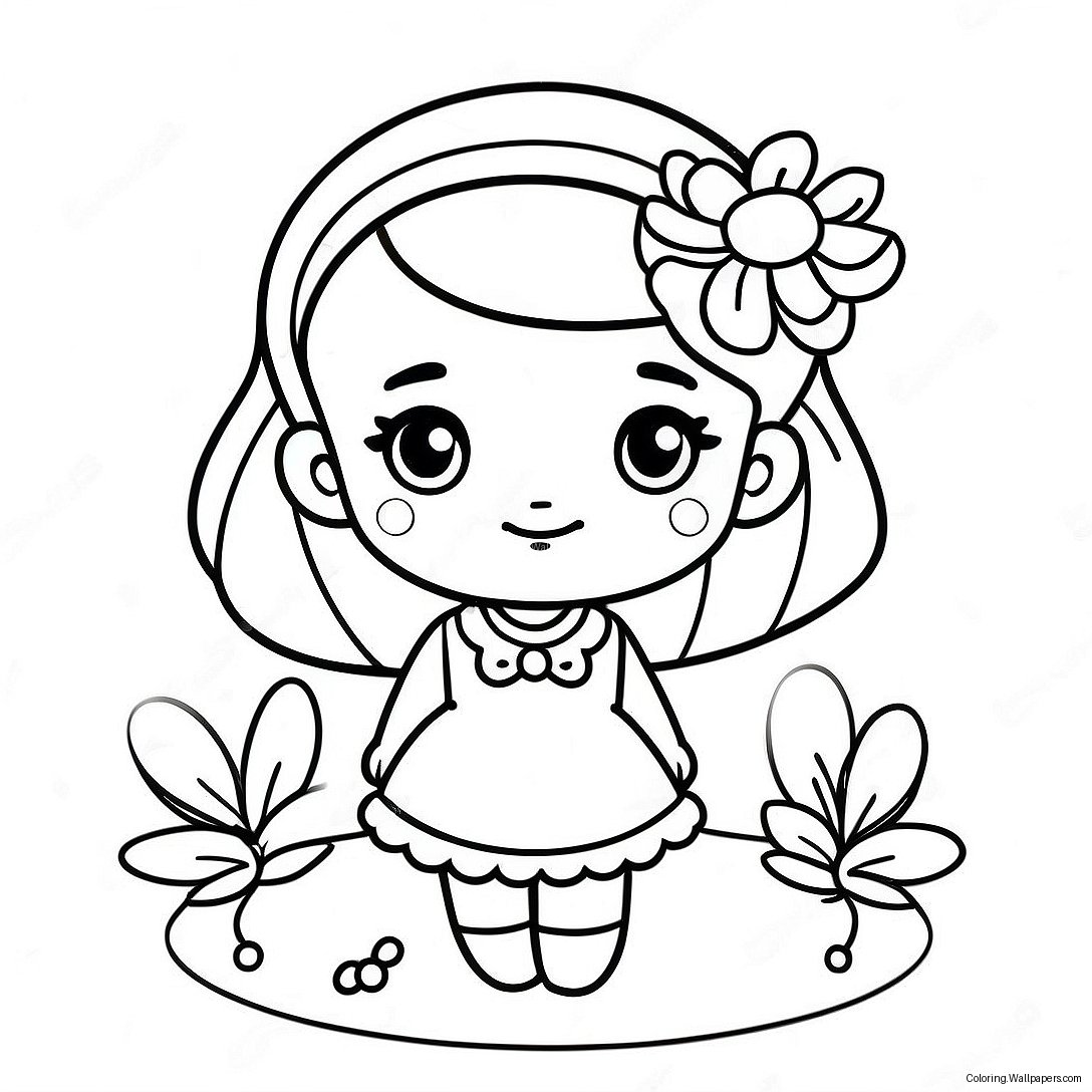 Page À Colorier De Mignonne Fille Chibi En Robe De Fleurs 26036