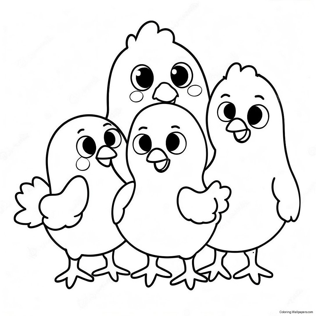 Página Para Colorear De Una Linda Familia De Pollos 29999