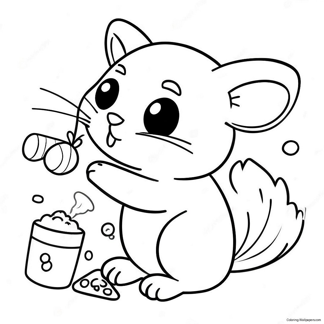 Cute Chinchilla Playing With Toys Coloring Page 18778