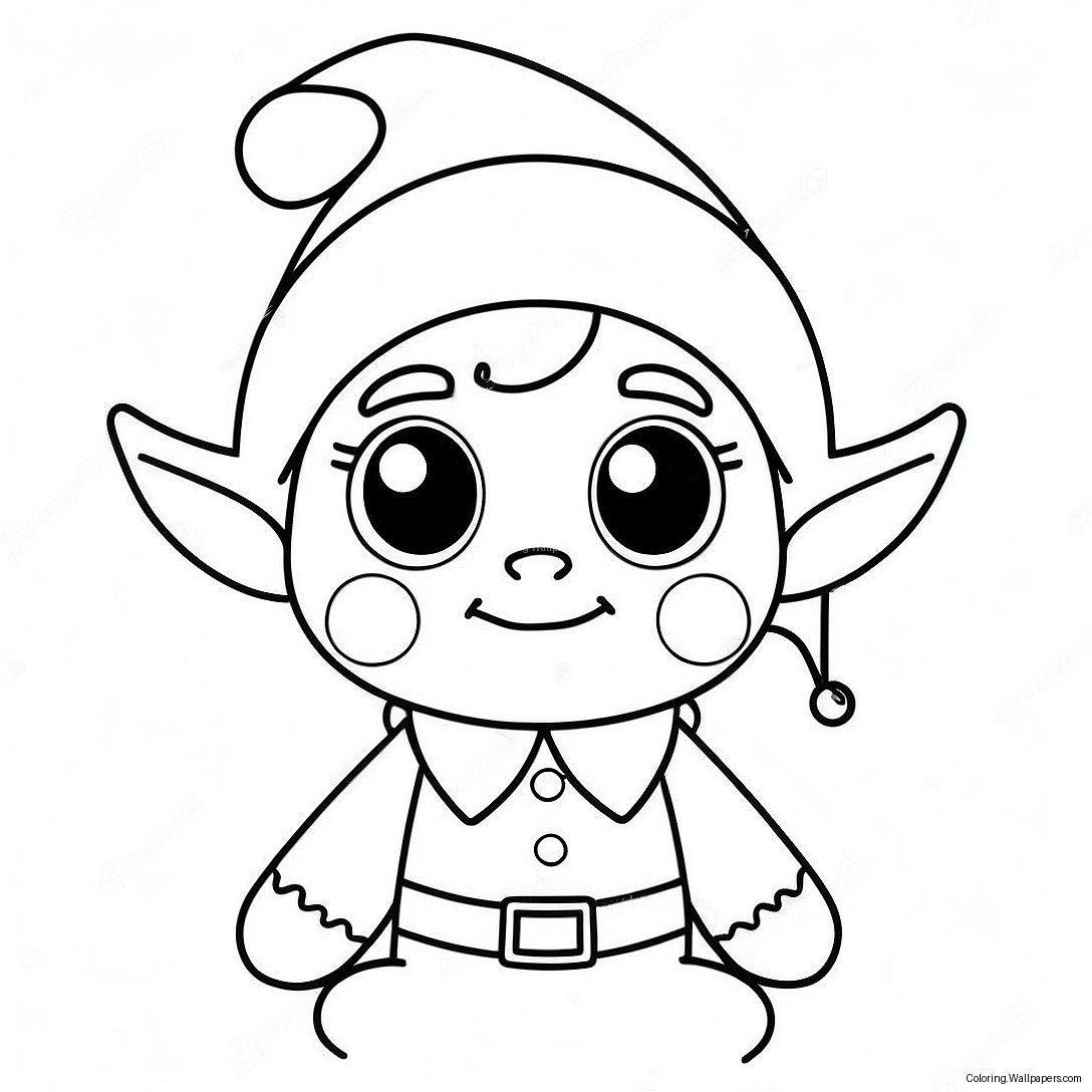 Cute Christmas Elf Coloring Page 48581